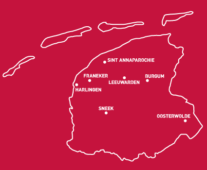 Vestigingen Estafette Alleen Rood Vlak Met Provincie En Locaties