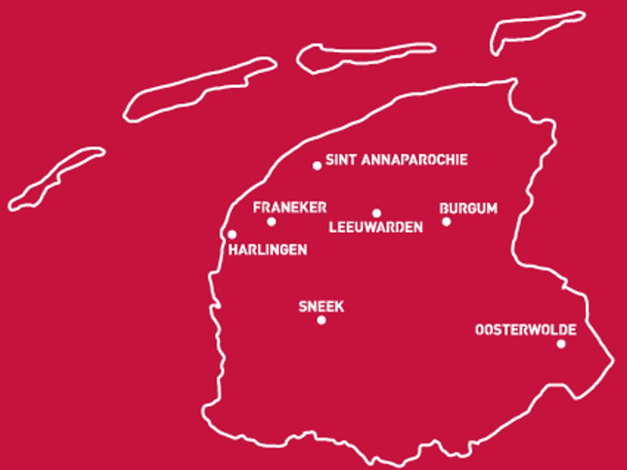 Vestigingen Estafette Alleen Rood Vlak Met Provincie En Locaties